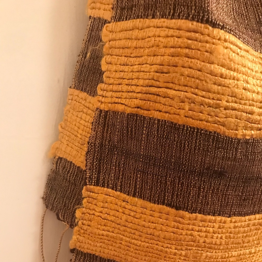 Handcrafted Thai Silk Scarf with Nubby Weave in Gold & Dark Brown - Picture 4 of 9